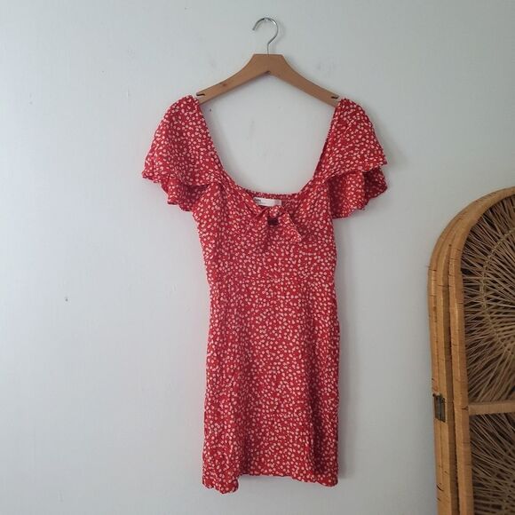 Zara Dresses & Skirts - Zara Red Floral Mini Dress S